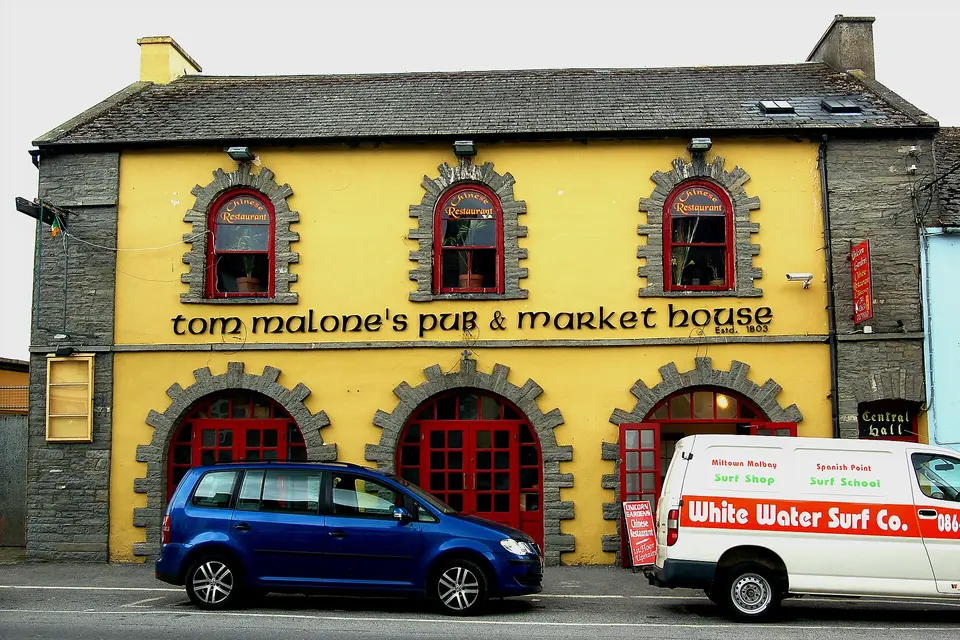 Milltown Malbay - Main Street (N67) - Tom Mallone's Pub & Market House Estd 1863