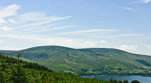 Moanbane (left), Silsean (right), photographed from the Blessington lakes in Wicklow, Ireland