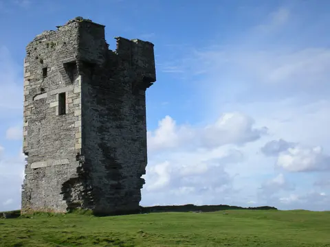Moher Tower standing on Hag's Head, at the southern end of the Cliffs of Moher