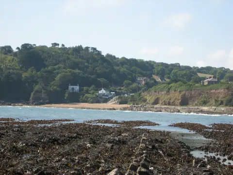 Picture of Myyrtleville Beach, Cork, Ireland, taken from the exposed rocks off Fennells' Bay beach at low tide.