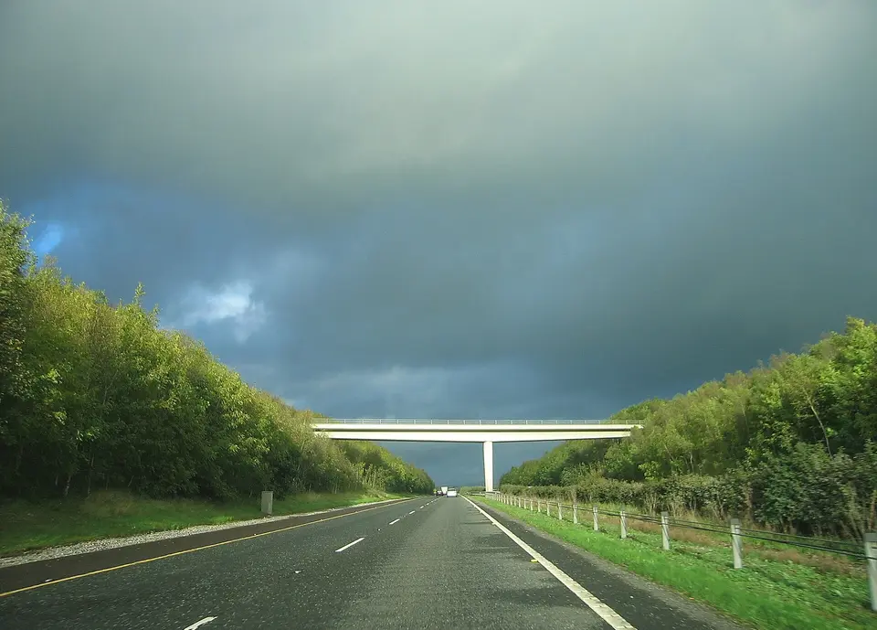 Near Newbridge, County Kildare Looking up at the Greatconnell Road from the M7.