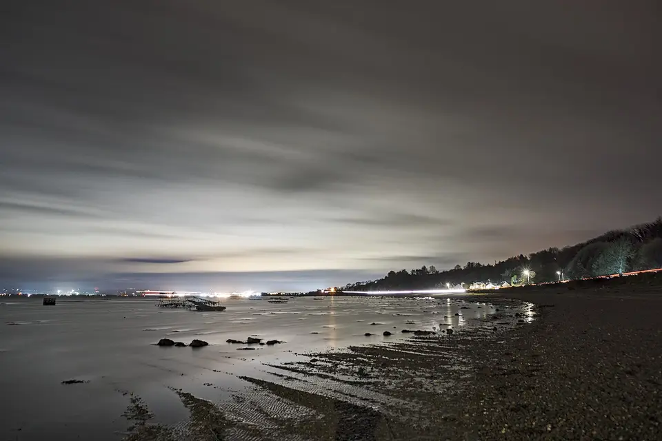 Night views of Lough Foyle shore at Quigley's Point