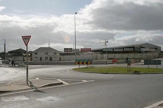 Nowlan Park O'Loughlin Road roundabout with Nowlan Park sports ground behind.