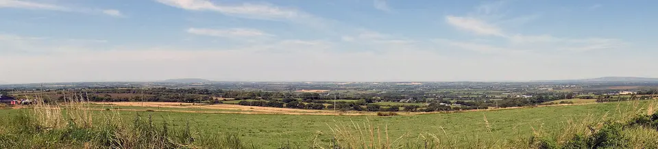 Panorama across the Listowel plain from the road looking across from the southern edge of Glanballyma, a townland of Kilflynn, in Kerry, Ireland.