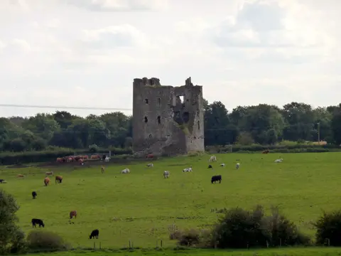 Ruins of Rattin Castle, a 16th century castle in County Westmeath, Ireland
