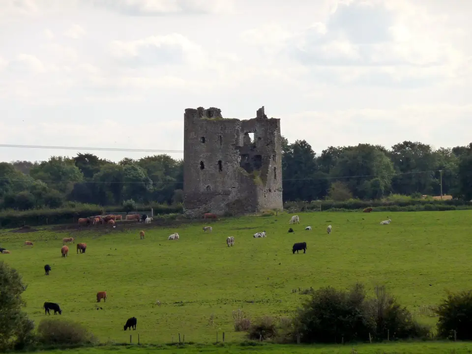 Ruins of Rattin Castle, a 16th century castle in County Westmeath, Ireland