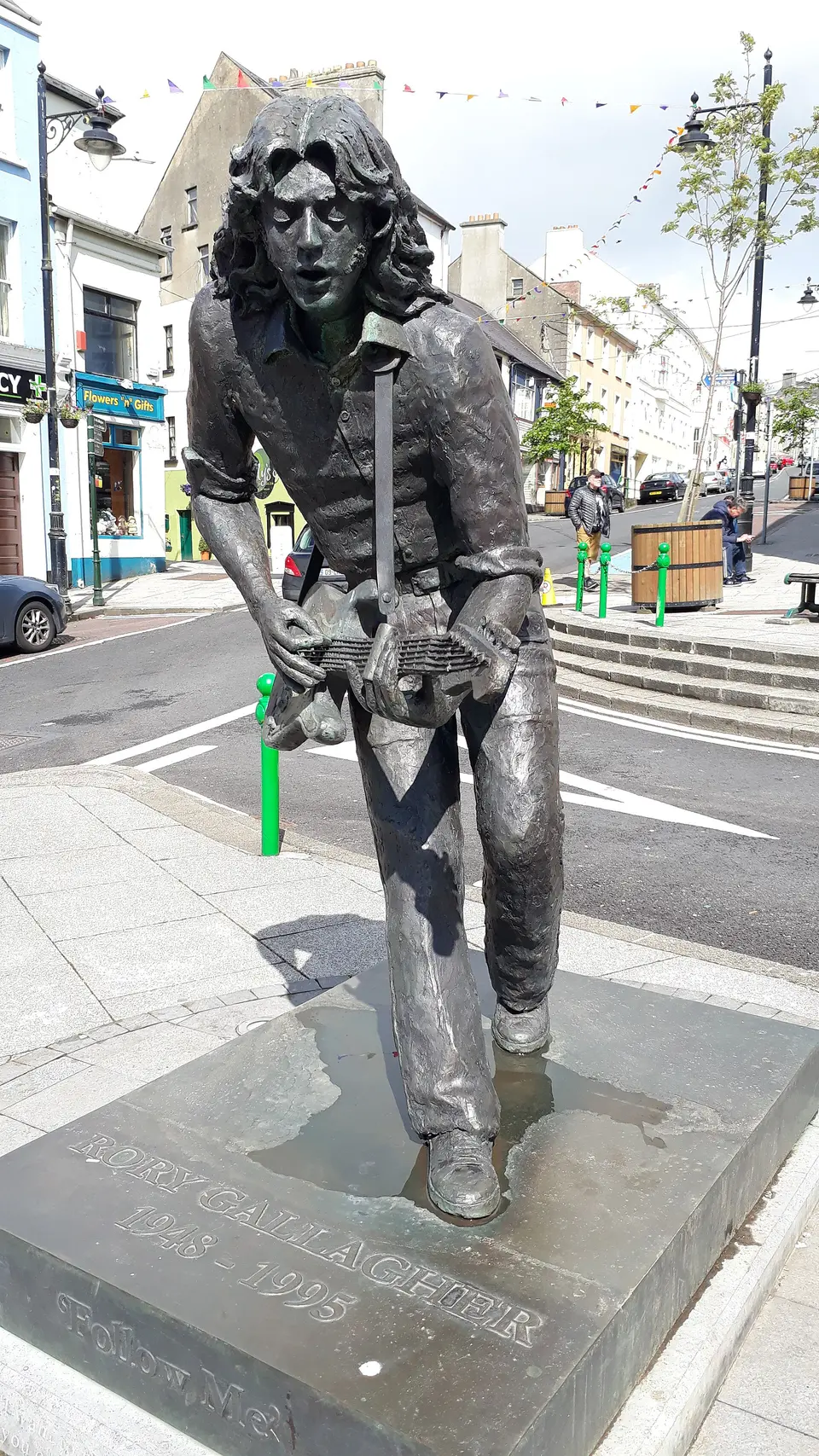 Rory Gallagher statue in Bellyshanon, County Donegal, Ireland