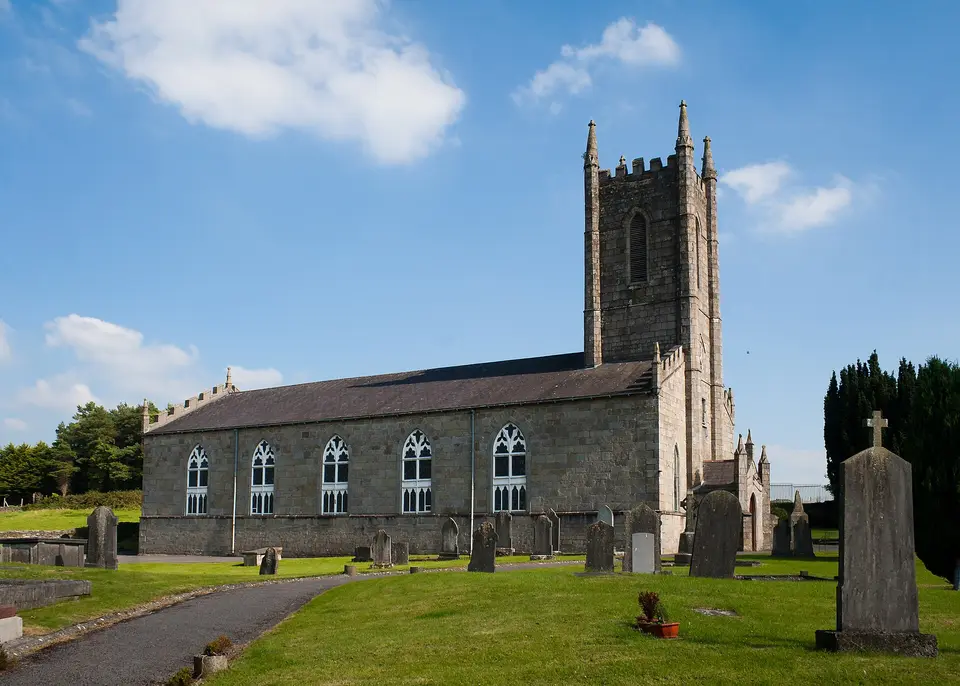 St. Cronan's Anglican Parish Church, designed by the Roscrea architect James Sheane (died 1816) in 1812, restored by Sir Thomas Newenham Deane in 1879.