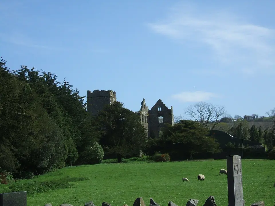 Ruin of Dunganstown Castle from St Kevin's Church