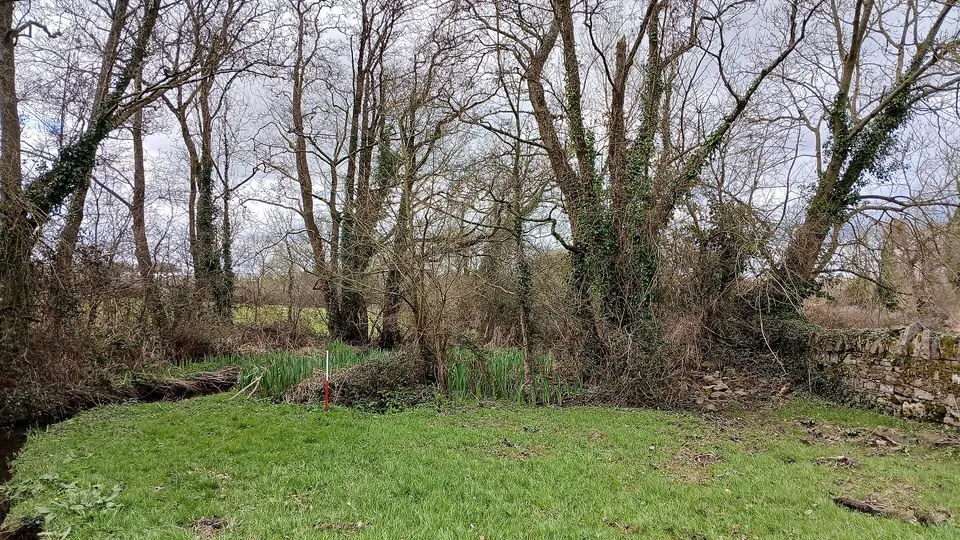 location of Saint Columbkille's Well marked with a ranging rod