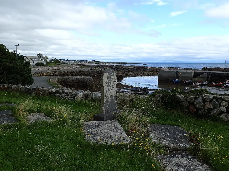 Spiddal Harbour from the graveyard of the Old Stone Chapel in Spiddal