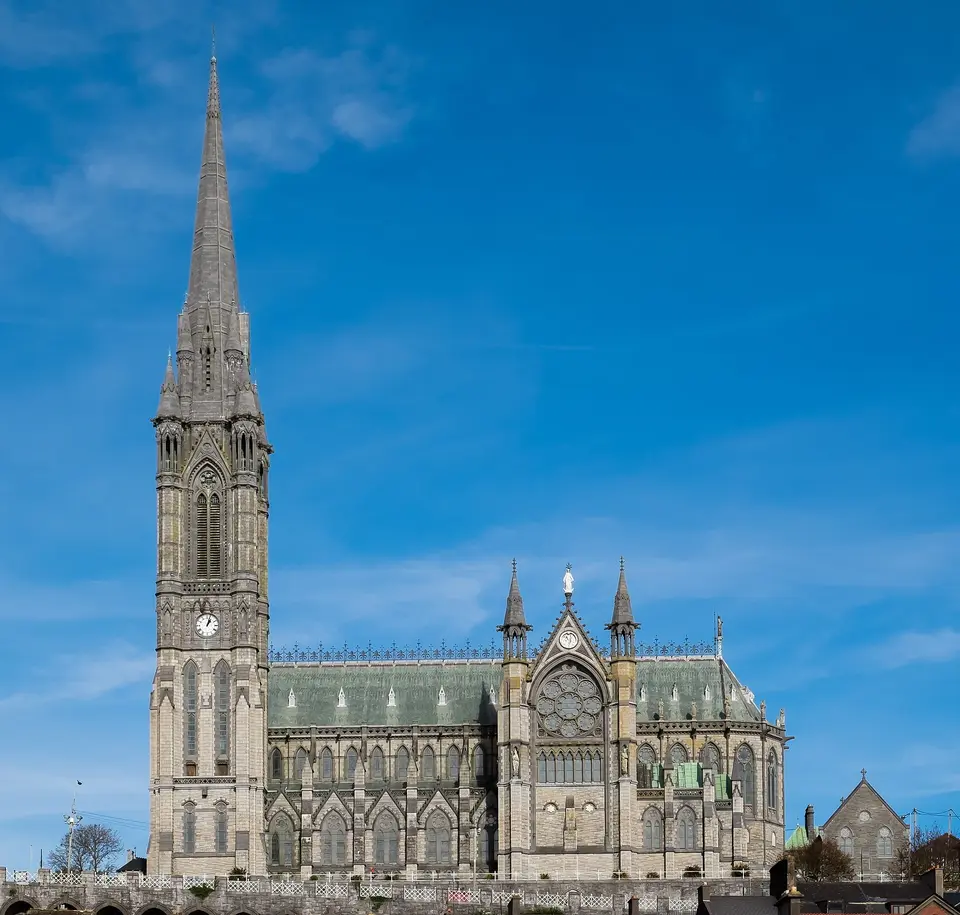 St Colman's Cathedral, Cobh, Ireland. Built between 1865 and 1870 this building is registered on Ireland's National Inventory of Architectural Heritage (Reg. No. 20827192).