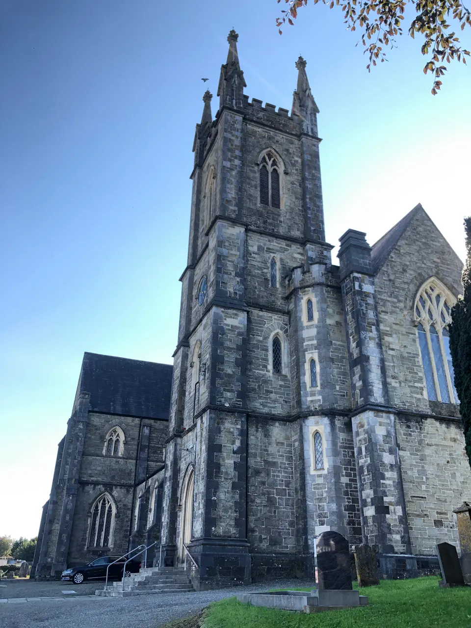 A view of St.Peter's Church, Bandon, County Cork, Ireland, from the north westerly entrance to the church grounds.