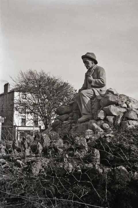 Statue of Pádraic Ó Conaire in Eyre Square, Galway 1950s