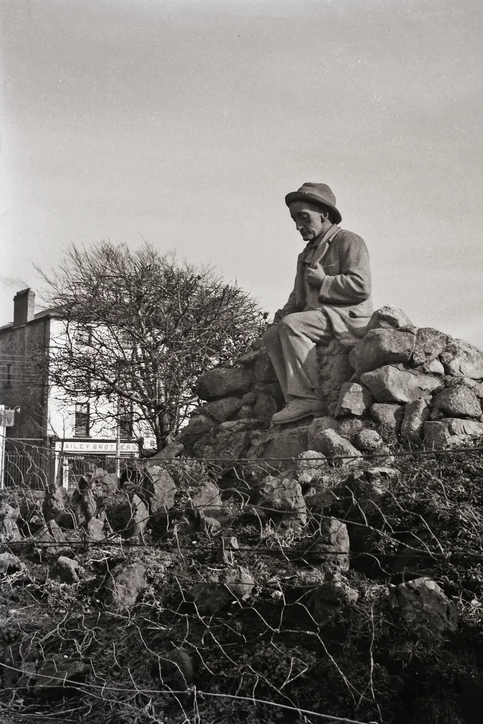 Statue of Pádraic Ó Conaire in Eyre Square, Galway 1950s