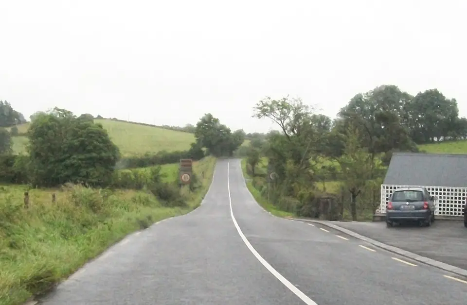 The R188 at the southern end of Corcaghan village