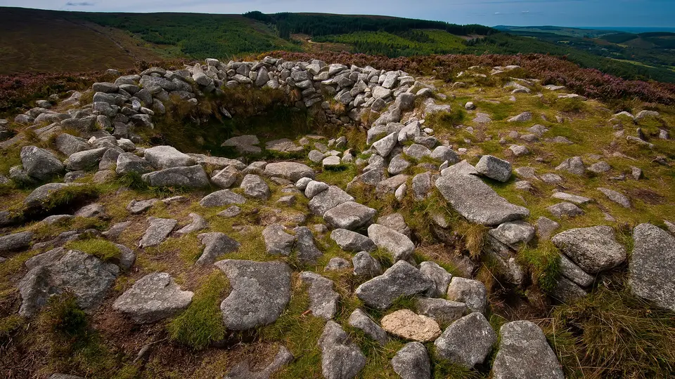 Chambered cairn near the summit of Tibradden Mountain, County Dublin, Ireland