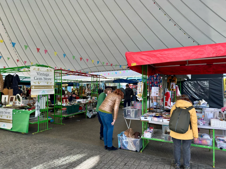 Stalls beneath the canopy of Limerick’s Milk Market.