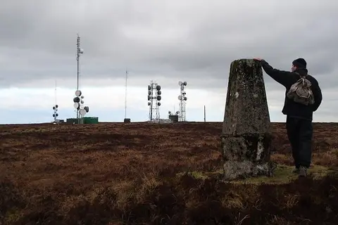 Trig point Summit trig point of Woolftrap Mountain and nearby masts.