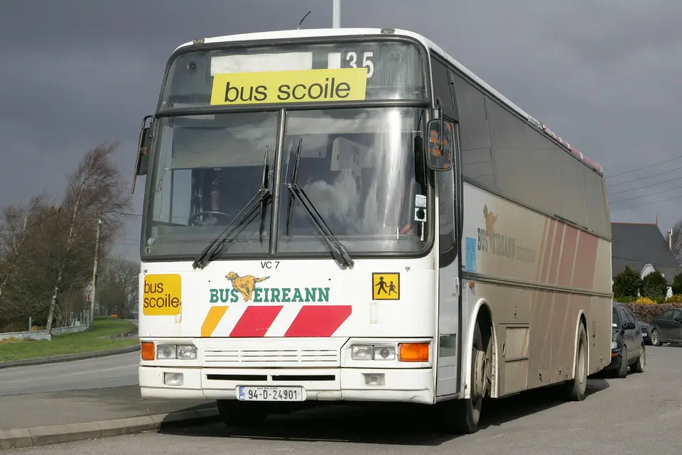 VC7 a Volvo B10m/ Caetano School bus(bus scoile in Irish Gaelic) is seen in Carrickmacross County Monaghan