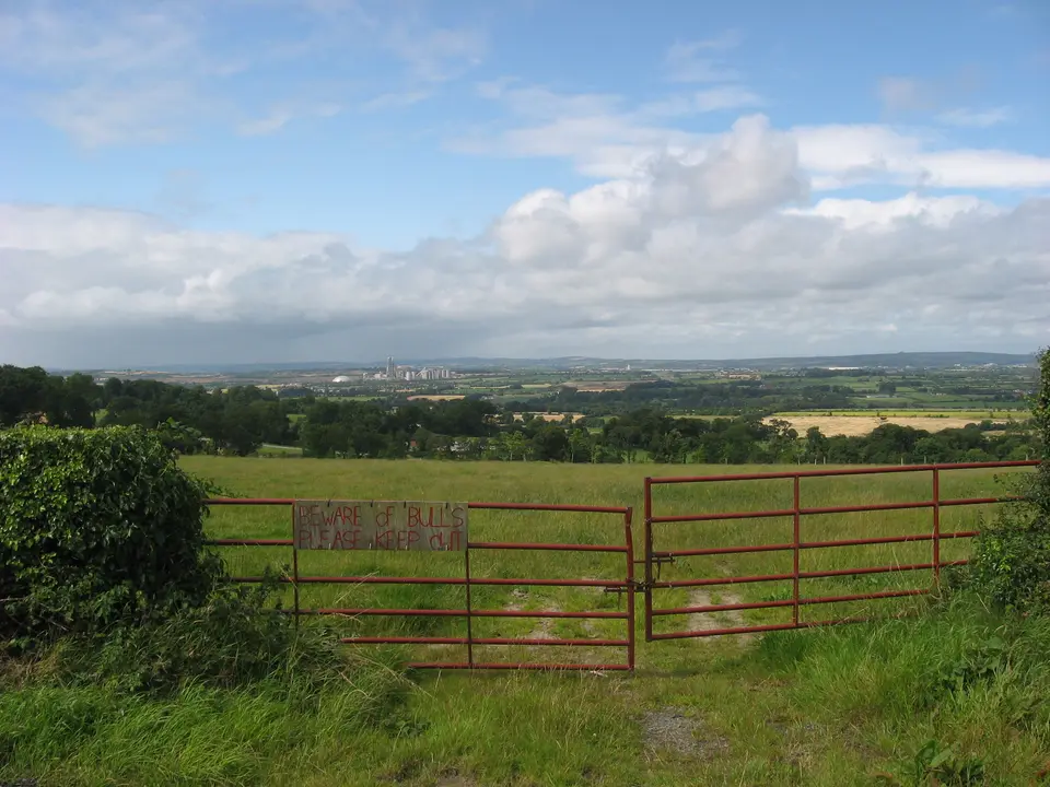 View from Bellewstown Hill View north over east County Meath with Platin cement works 3 miles away at centre left. Viewpoint is in townland of Hollymount.