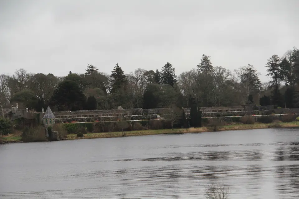Walled gardens from far side of Lough Rynn