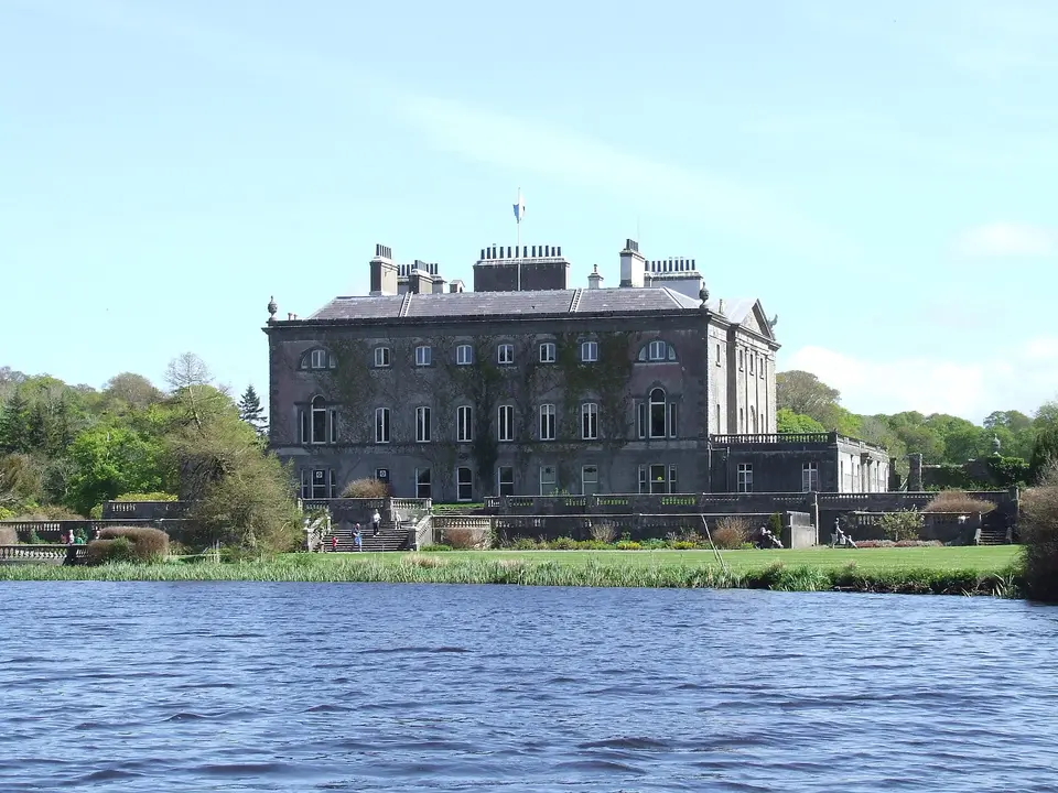 Westport House, home of the Marquis of Sligo. Viewed from the boating lake in front of the western elevation. Easter Sunday, 2011.