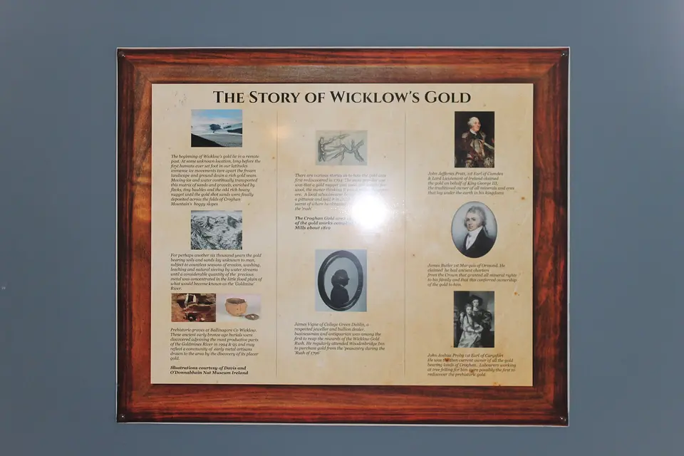 Wicklow gold rush info at Goldmines Bistro, Woodenbridge Hotel, Wicklow. Couldn't take off the flash.
