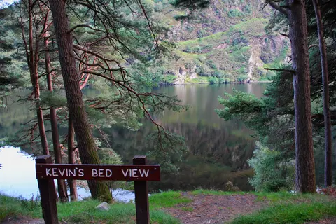 (St.)Kevins Bed View at Glendalough Valley in the Wicklow Mountains National Park, Glendalough, County Wicklow, Ireland.
